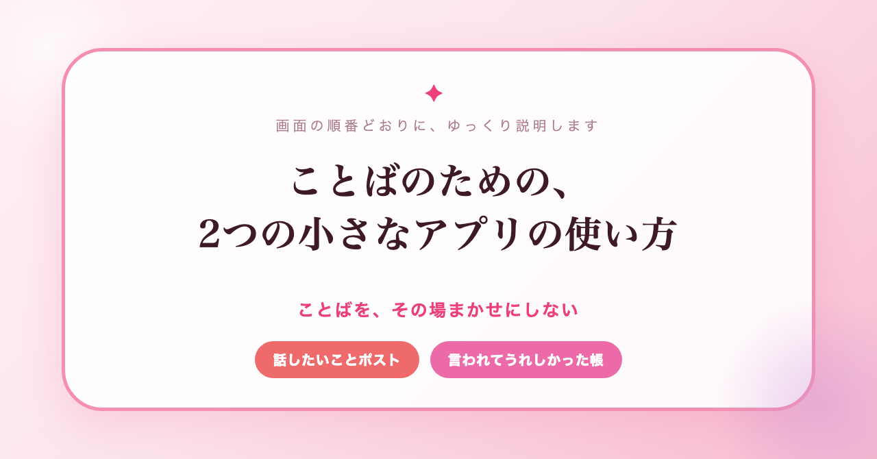 ことばのための、2つの小さなアプリの使い方(話したいことポスト・言われてうれしかった帳)